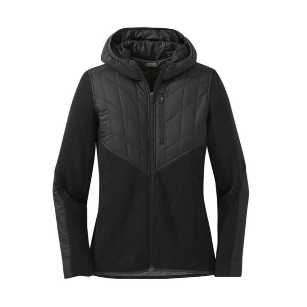 Outdoor Research Cyprus Hybrid Full Zip Hoody Womans  S/P Jacket Gray Wool Blend